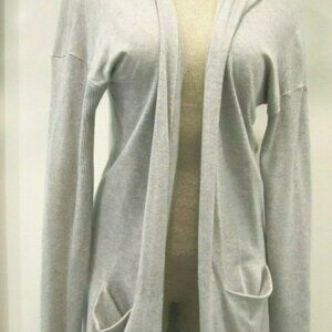 Ellen Tracy GRAY viscose nylon Cardigan Duster Drop Shoulder Pockets M worn once